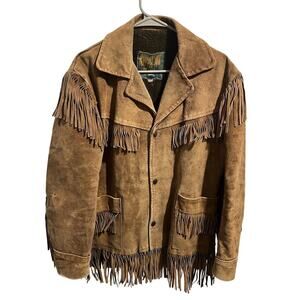 Vintage Western Fringe Leather Jacket Hillard Sportswear PHASE III Mens Sz 40